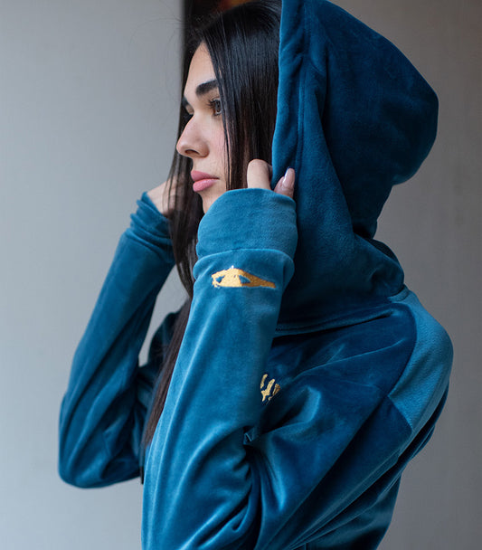 Angel Eye Cropped Velour Sweater