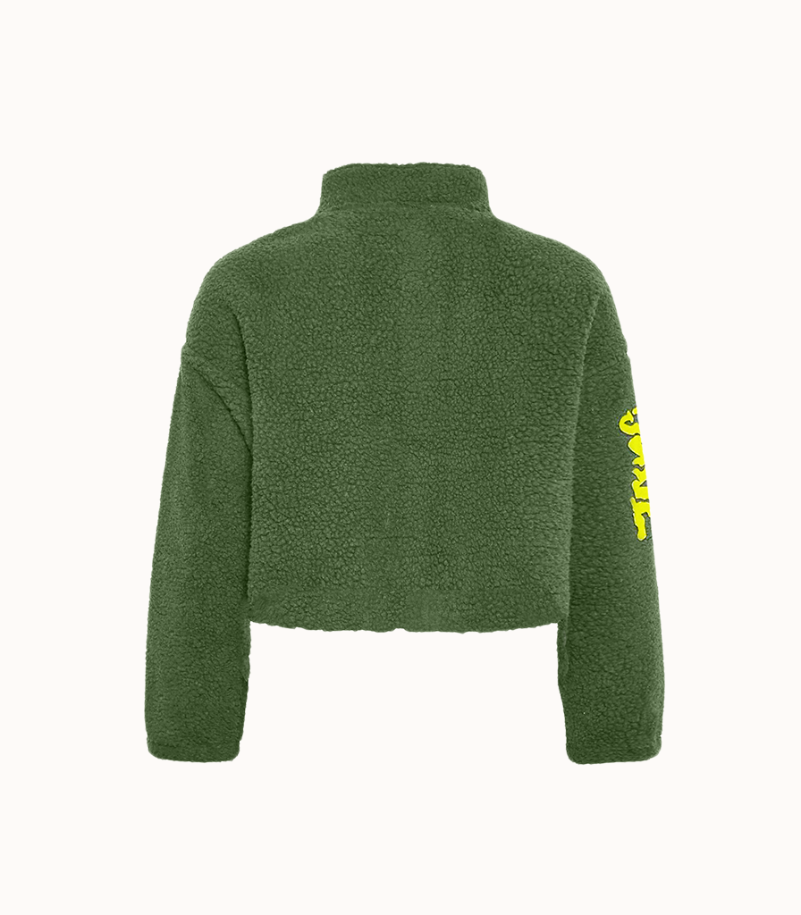 Olive Cropped teddy fleece