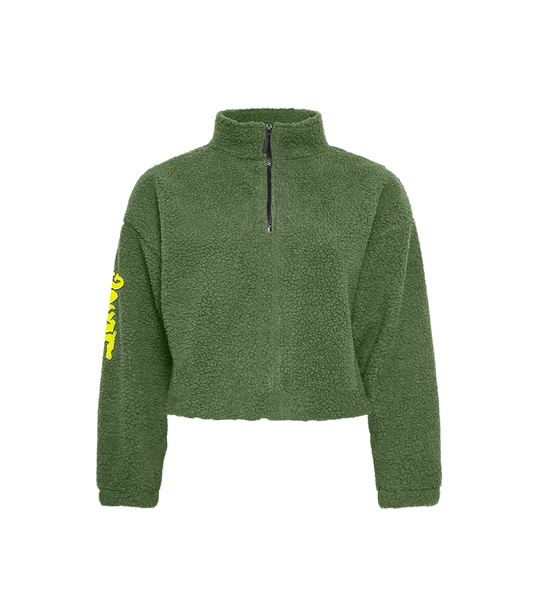 Olive Cropped teddy fleece