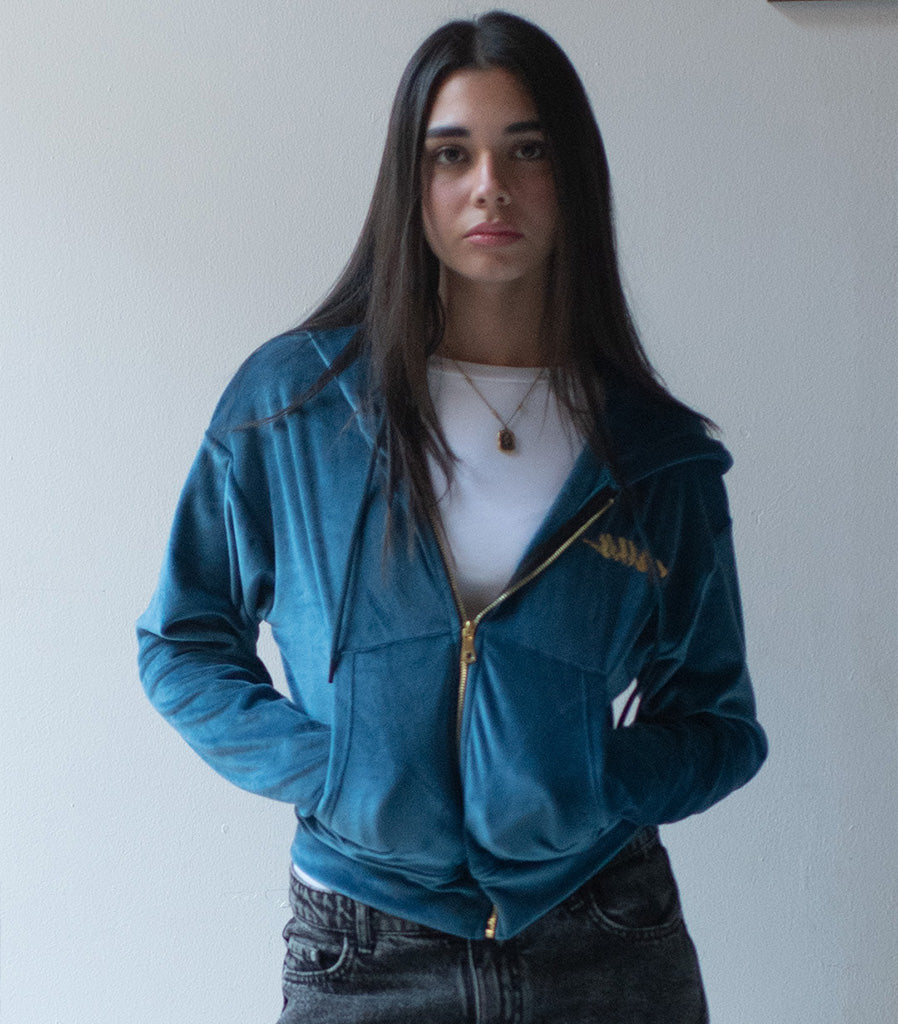 Angel Eye Cropped Velour Sweater