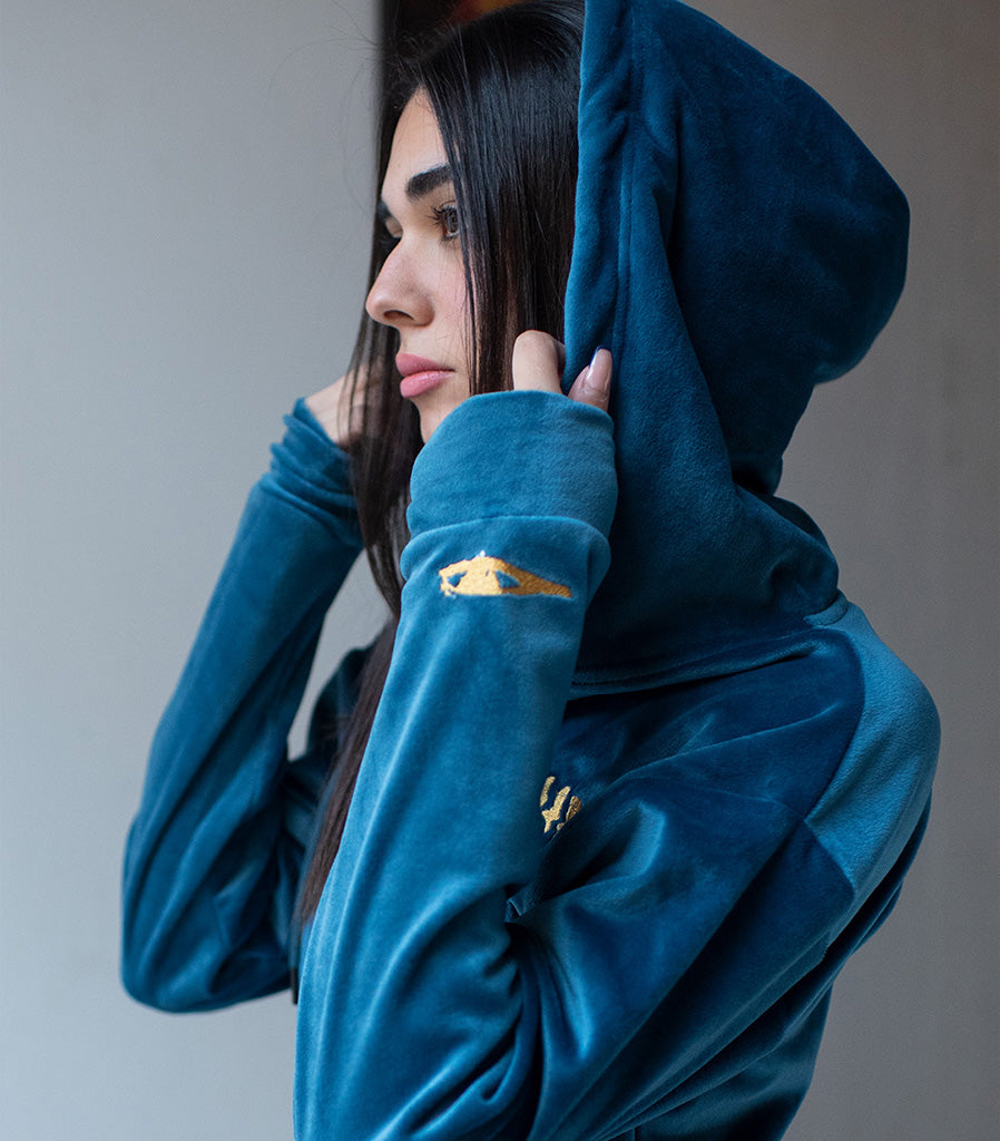 Angel Eye Cropped Velour Sweater